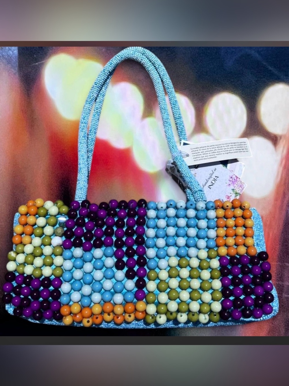 NWT Multiple color Beaded Rectangle Boxy Shoulder bag SMALL texture rich